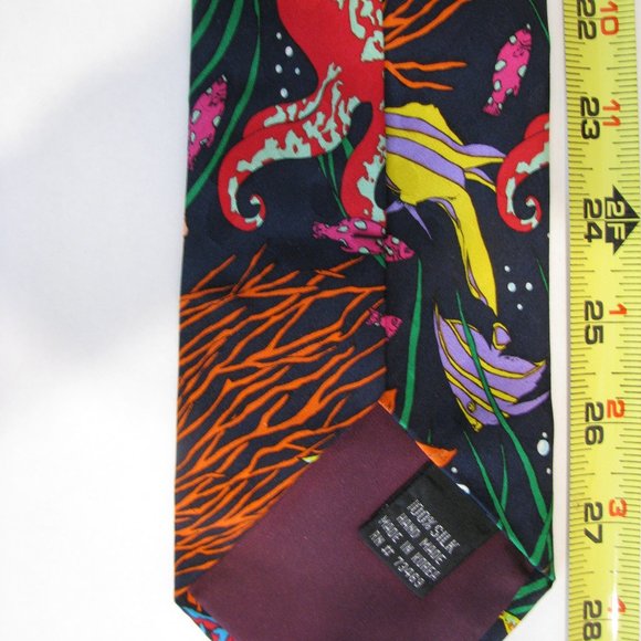 100% Silk Men's Tie by Rosetti Aquarium Theme 1F - Picture 7 of 7